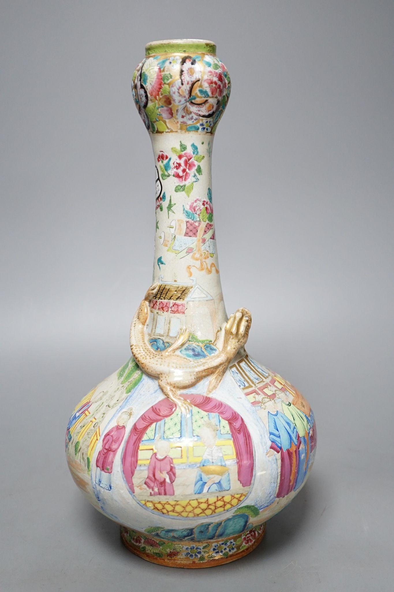 A late 19th century famille rose vase, 34cm